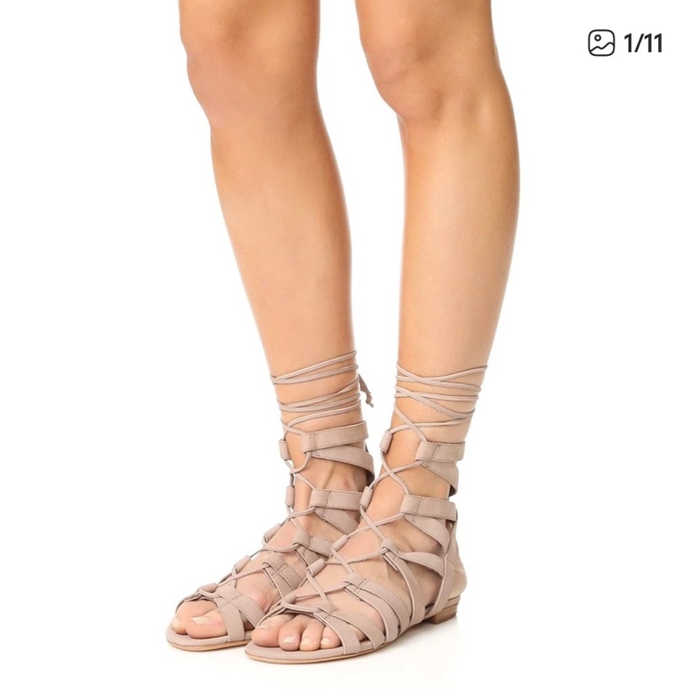 SCHUTZ Beige Gladiator Suede Sandals